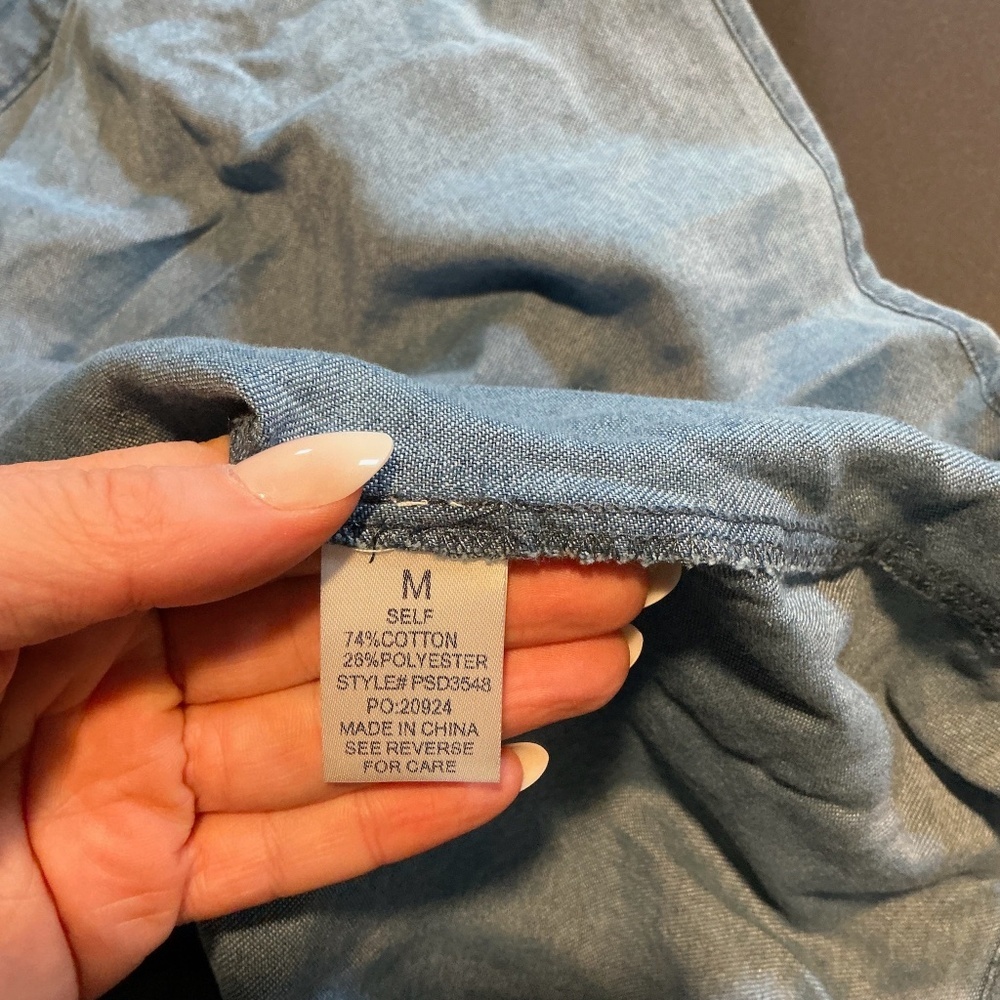 Pologram Chambray Button Front Dress Medium Blue Denim NWT - Picture 7 of 8